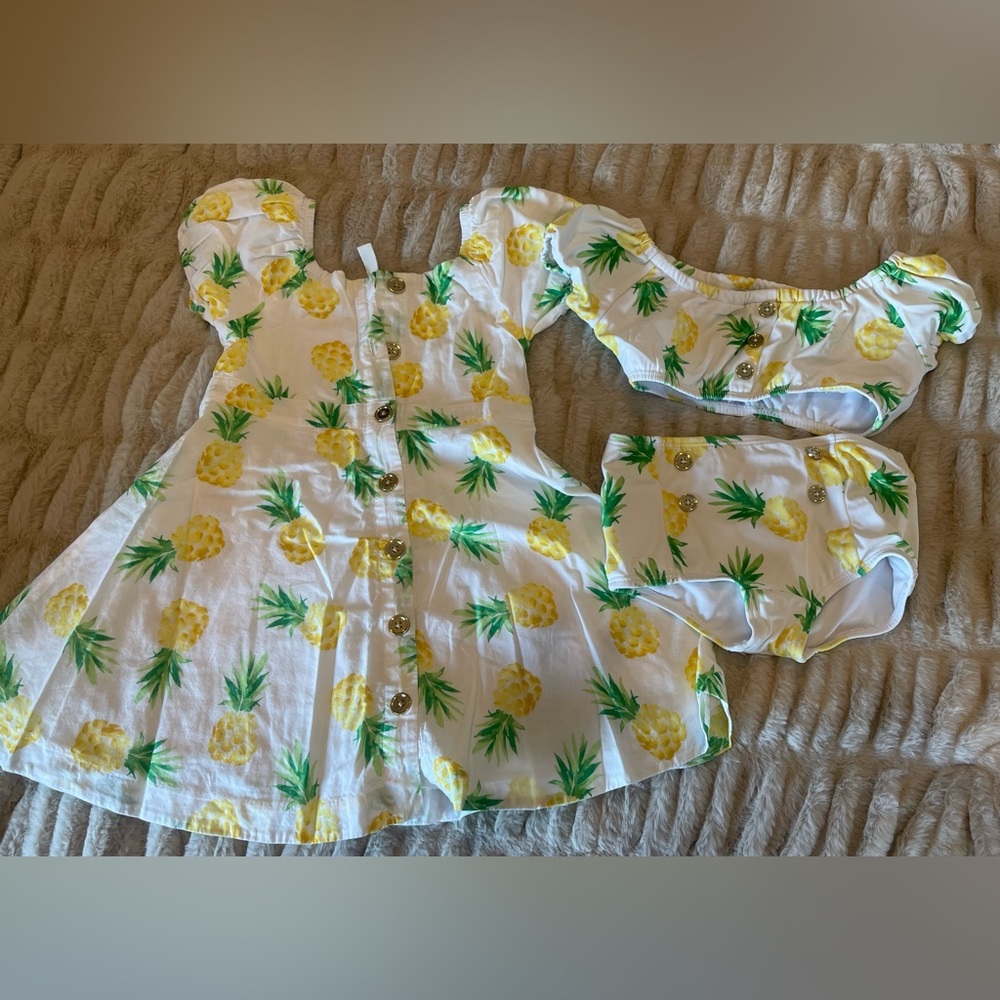 Janie and Jack Pineapple Dress and 2 piece swim suit
